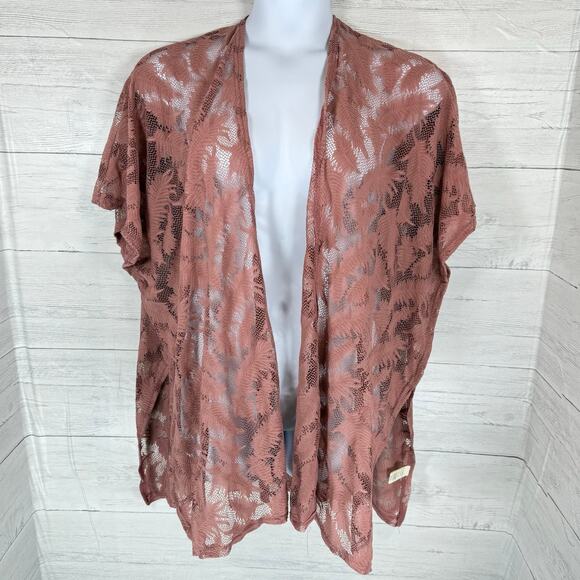 NWT Do everything in Love ANTHRO Large rust feather sheer kimono cottage boho - Picture 1 of 7